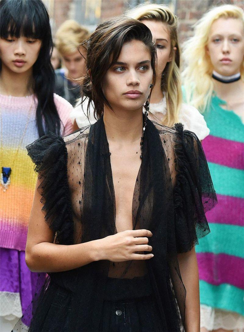 Sara Sampaio wears a see through black dress at the Zadig &amp; Voltaire SpringSumme.jpg