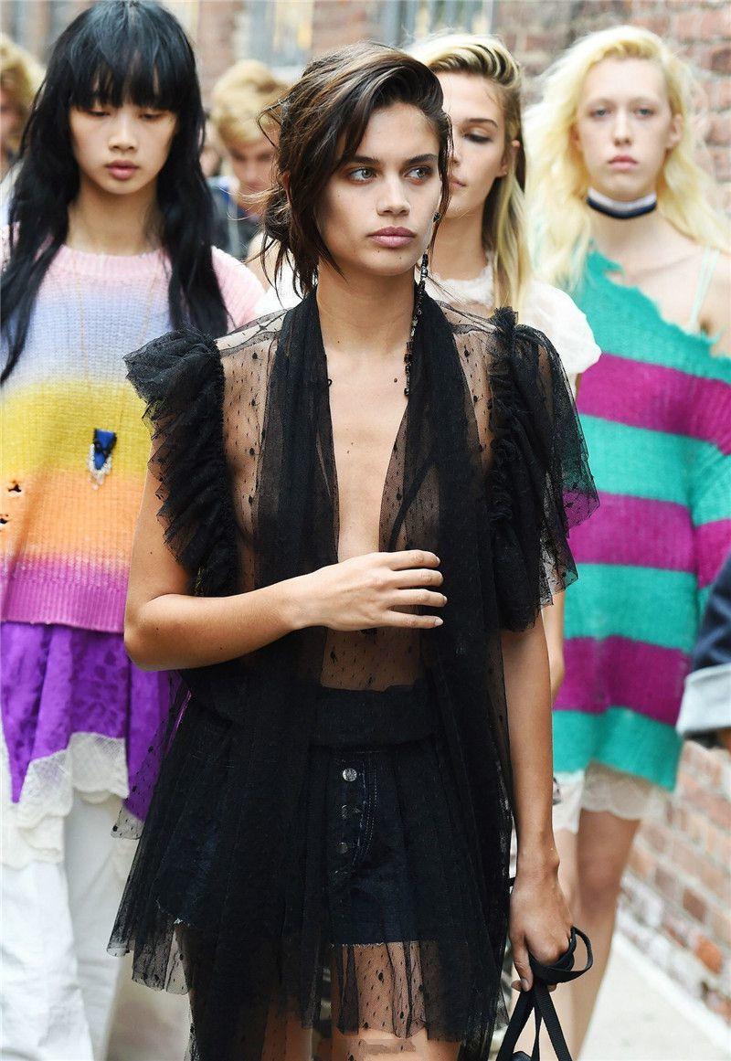 Sara Sampaio wears a see through black dress at the Zadig &amp; Voltaire SpringSumme.jpg